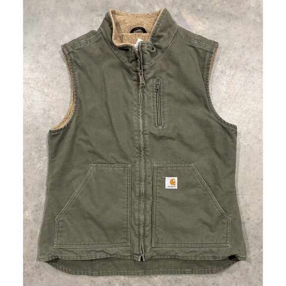 Carhartt Jackets & Blazers - Carhartt Women’s Medium Sherpa Lined Vest WV001 LOV Olive Green Sandstone Canvas